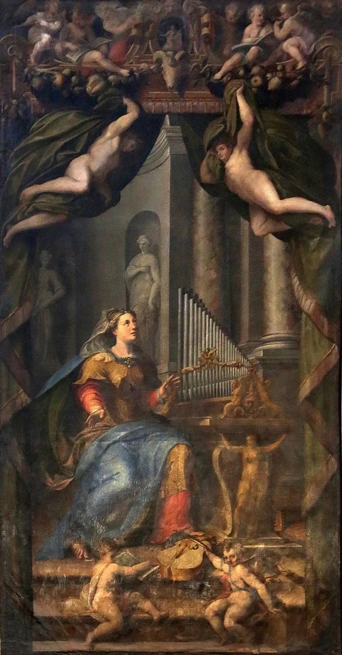  120-portelle dell'organo del duomo di Parma. Santa Cecilia, con Ercole Procaccini 